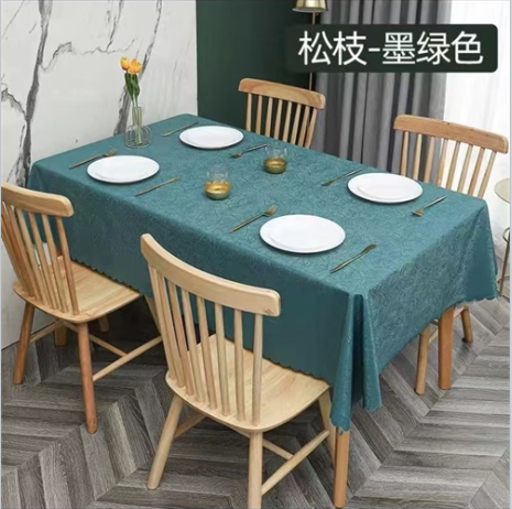 松枝-墨绿色免洗桌布